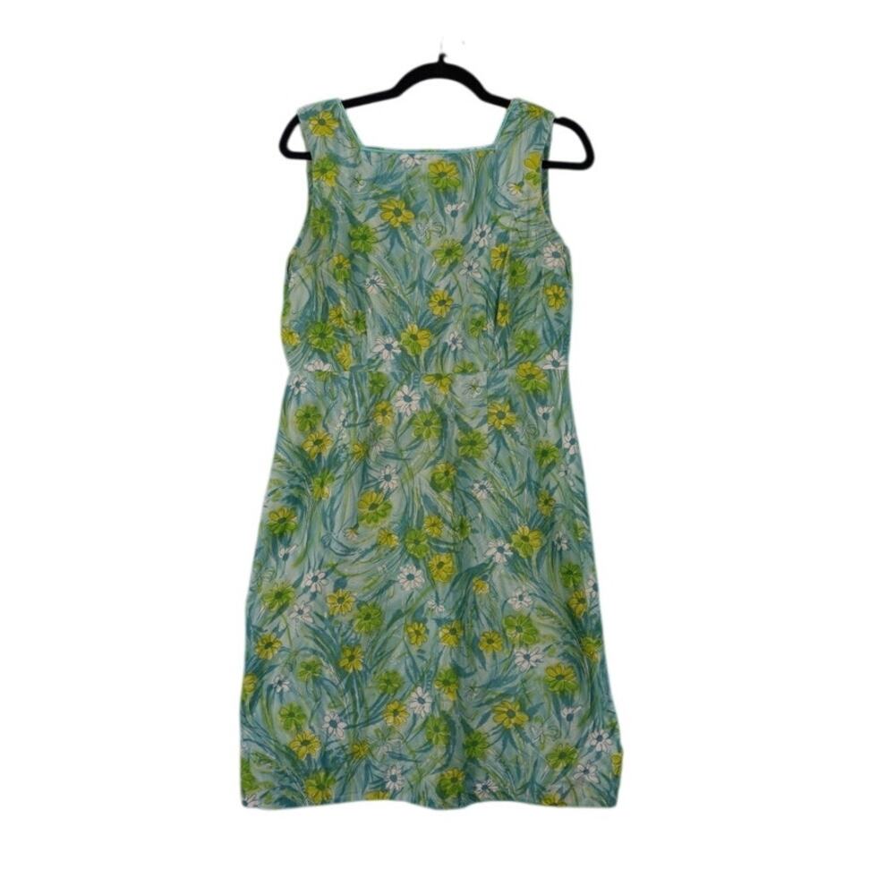 Vintage Homemade Green Floral Dress Size 10